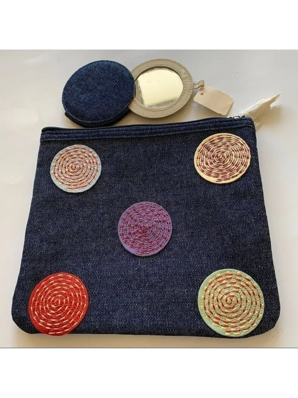 Bath and Body Works Dark Wash Denim Cosmetic Case with Mirror Set